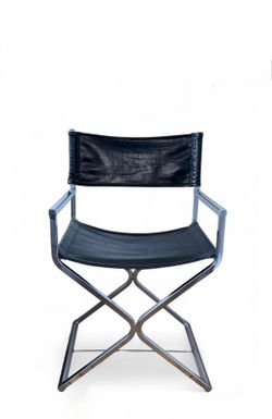 Mid Century Modern 1960s Robert Kjer Jakobsen & Virtue Bros Directors Black Leather  Chrome Chair  