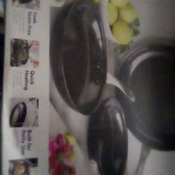 3 PC Black And Silver Green Pan Brand Set