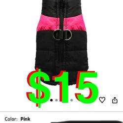 Water Resistant Warm Dog Clothes Pet Coat Winter Vest Padded Zipper Jacket Dog Clothing for Small Medium Big Dogs Outfit(Pink,5X-Large)