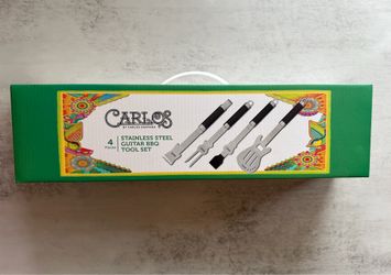 Carlos Santana 4 Piece Stainless Steel Guitar BBQ Grill Tool Set