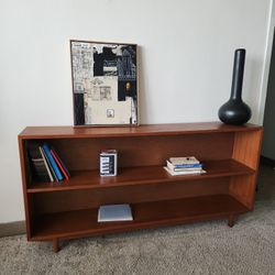 1960s Danish Mid-Century Modern low profile teak wood bookcase