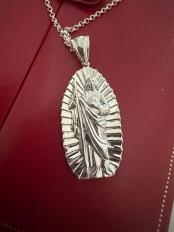 925 SILVER NECKLACE AND SAN JUDAS PENDANT