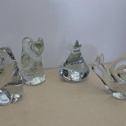 Vintage Collectible Art Pieces - Crystal Glass Animal Figurines 