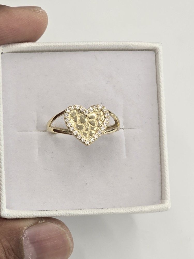 14kt Real Gold Heart Nugget Ring For Women