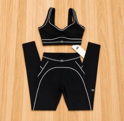 Alo Yoga Black Sports Bra and Leggings Set