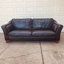 Dark Brown Leather Sofa [Delivery]