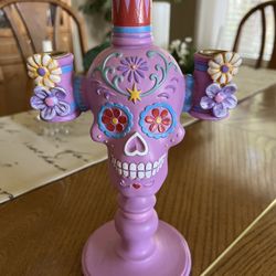 Pink Skull Candle Holder