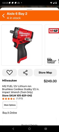 Milwaukee M18 fuel 1/2" studdy impact wrench