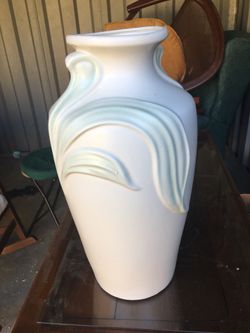 17” mint ivory ceramic vase