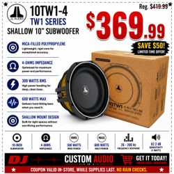 JL Audio Shallow Slim Subwoofer 10" Bass Speaker 4-Ohm 600 Watts 10TW1 🚨 Payment Options Available 🚨 No Credit Needed 🚨