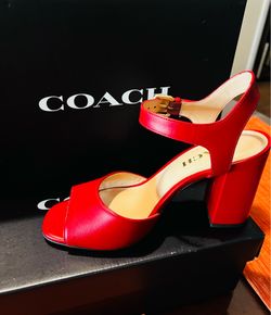 Coach Marla Leather Sandal in Red, Size 7.5