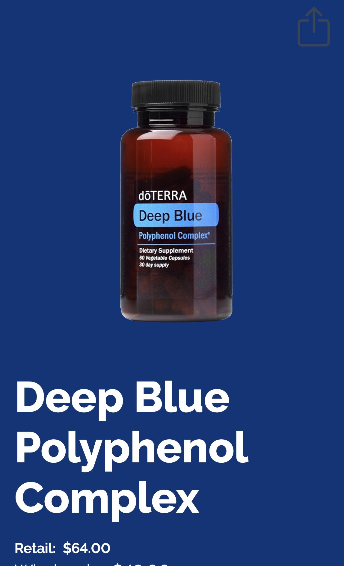 SALE! DoTERRA Deep Blue Polyphenol Complex Retail: $64.00