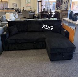 2-pc sectional Sofa with  pull-out  bed & storage