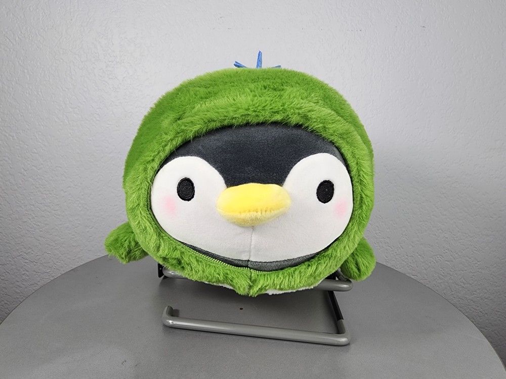14" Takashoji Lying Penguin In Green Dinosaur Costume Plush
