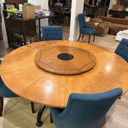 FREE Solid Wood 6’ (72”) Round Dining Table with 3’ (36”) Lazy Susan