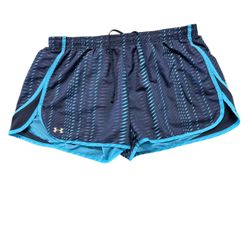 Under Armour Women's Running Gym Shorts Blue Sz L Lined Loose Fit