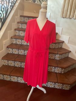 Beyond Graham red wrap dress with tie waist, size XL