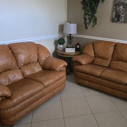 Real Leather Sofa Set