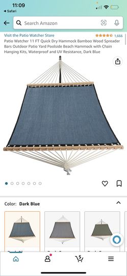 Patio Watcher 11 Ft Quick Dry Blue Bamboo Hammock