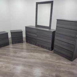 Dresser With Mirror, Chest And Two Nightstands 🌌 Comoda Con Espejo, Gavetero Y Dos Mesitas De Noche 🌌
