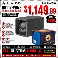 JL Audio Custom Ported Box 12" Dual Voice Coil Subwoofer 1200 Watts 12W6v3 Bass System HO112-W6v3 🚨 Payment Options Available 🚨 No Credit Needed 🚨