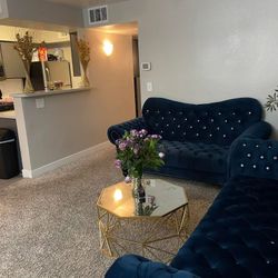 Velvet Blue 2 Piece Couch