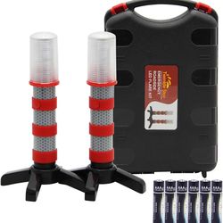 Twinkle Star Emergency Roadside Flares Kit LED Safety Strobe Road Warning Light Highway Beacon Alert Flare with Magnetic Base, Detachable Stand, Solid