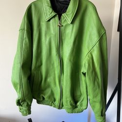 Green leather jacket size XL