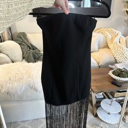 Superdown Cleo Strapless Fringe Dress S