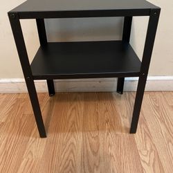 Small Black Metal Side Table With Shelf/ Read Description 