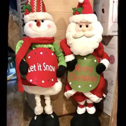 36” Santa & Snowman Set Arms Can Be Posed Adorable Holiday Christmas Decor