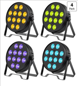 Betopper LED Stage Lights, 12X18W DJ Par Light, RGB+Lime+Amber+UV 6-in-1 Wash/Strobe Effect Stage Lighting, DMX512/Sound Activated Uplighting Lights f