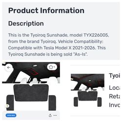 Tyoiroq Sunshade for Tesla Model X 2021-2026