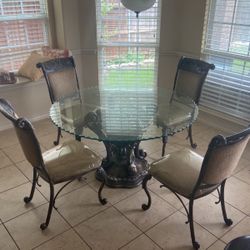 Glass Dining table With 4 Chairs- $200