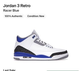 Jordan 3 Racer Blue Size 11