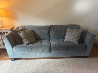 Gray Fabric Two-Seat Sofa with Throw Pillows