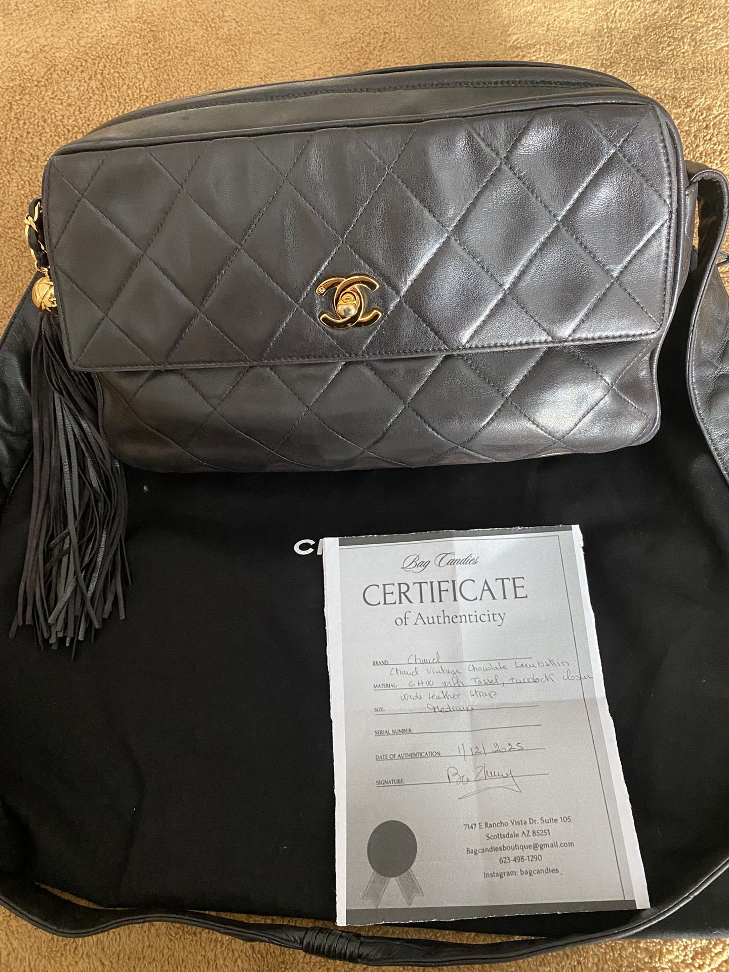 Chanel 24K Gold Platted Hardware Crossbody Bag In Dark Brown