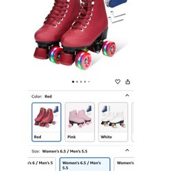 Wiwiy Roller Skates for Women and Men - Adjustable Four Shiny Wheel Skates for Outdoor Indoor Use