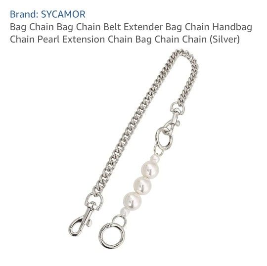 Handbag Chain Pearls Extension Silver