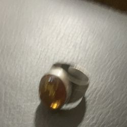 Silver Ring with Amber Stone