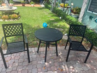 Black Metal Patio Bistro Set 3-Piece