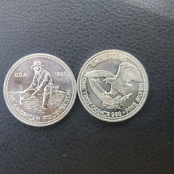 1987 The American Prospector Engelhard Silver Ounce Coins