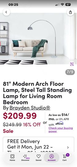 Arc floor lamp, mid century modern