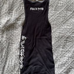 Chrome hears fuck you tank top tanktop authentic black white size large L