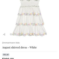 Zimmerman August Shirred -Dress Girls Size 6