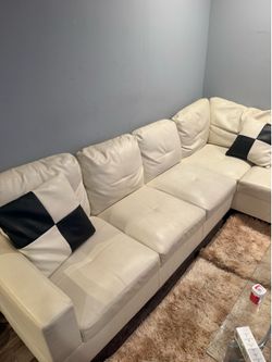 Cream leather sofa