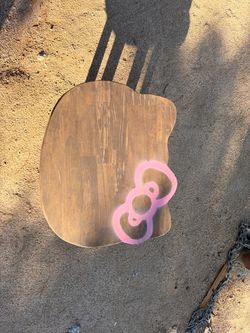 Hello Kitty Butcher Block Table Top with Pink Graffiti