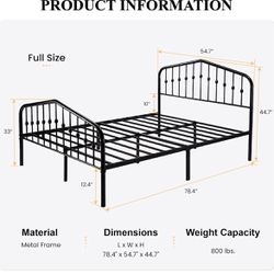 SHA CERLIN Queen Size Metal Platform Bed Frame 