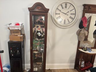 Tall Wood and Glass Display Curio Cabinet