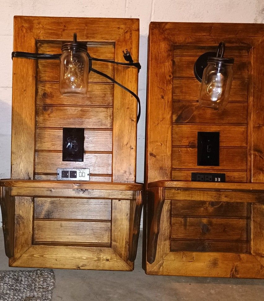 Hand Made And Stained Light Fixtures With Outlet And Usb Plug Ins